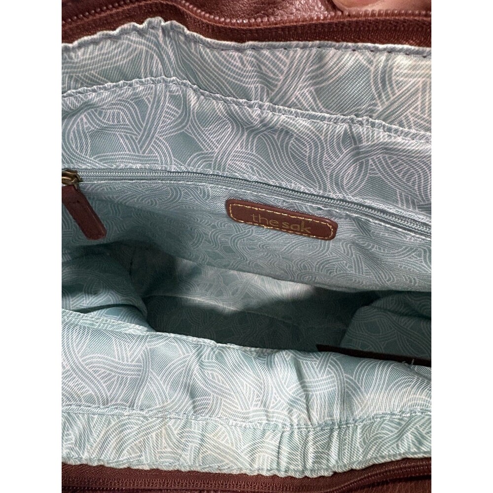 The Sak Silverlake Brown Leather Moto Fringe Hobo Studded Shoulder Bag - Picture 3 of 13